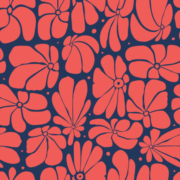 Fototapeta Seamless floral pattern design with stylized large blossoms