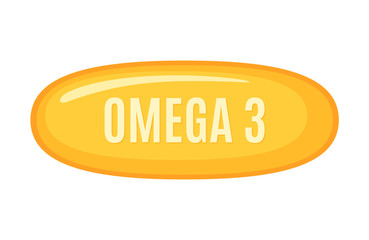 Omega 3 capsule vector icon in flat style isolated on white background.