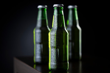 Bottles of beer on bar counter