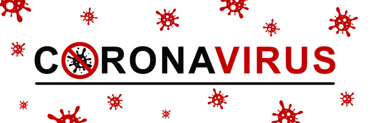 Coronavirus (Covid-19 ) concept inscription typography design logo. Stop flu. Pandemic medical with dangerous. Vector illustration 