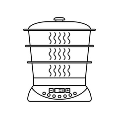 Food steamer outline vector icon isolated on white background.