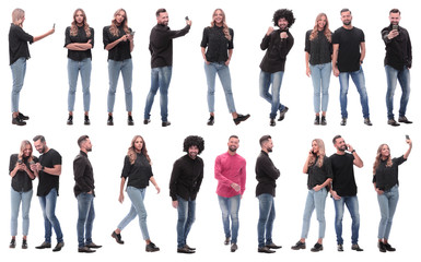 Fototapeta premium collage of photos of happy young people.