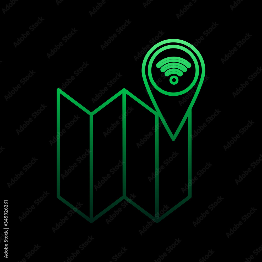 Poster wifi signal in map pin nolan icon. simple thin line, outline vector of sosial media network icons fo