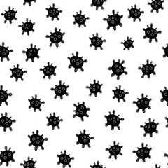 Black and white coronavirus seamless pattern