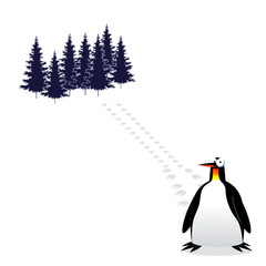 Penguins walking to its destiny