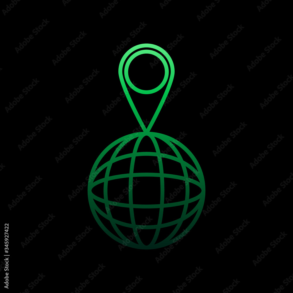 Aufkleber pin in global nolan icon. simple thin line, outline vector of sosial media network icons for ui and 
