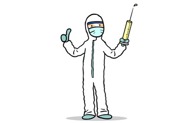 Arzt bei Prüfung von Impfstoff Serum gegen Coronavirus