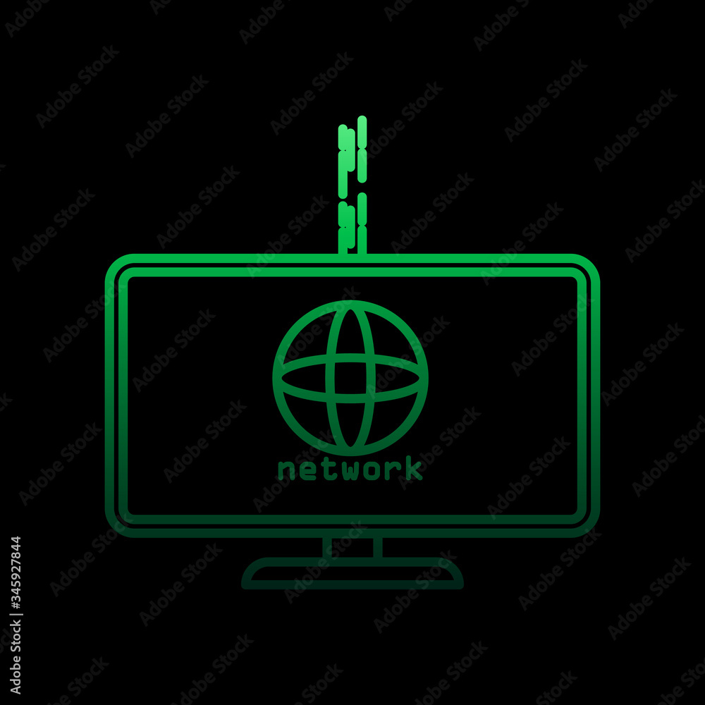 Poster pc in network nolan icon. simple thin line, outline vector of sosial media network icons for ui and 
