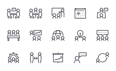 Set of Meeting vector icon illustration