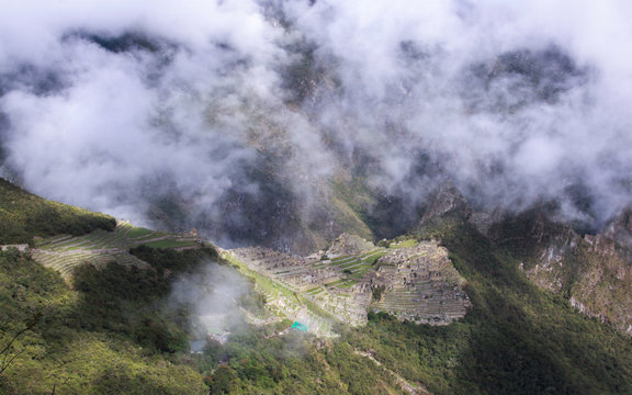 Machu Picchu site seen from Inca Trail entrance
