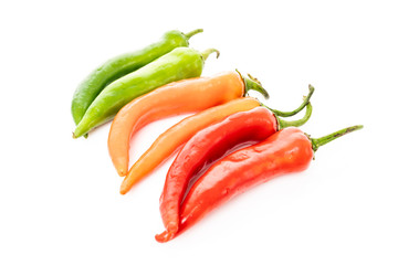 hot chilli peppers isolated on white background