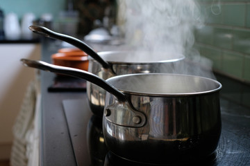 Boiling water pot ready for cooking in the kitchen