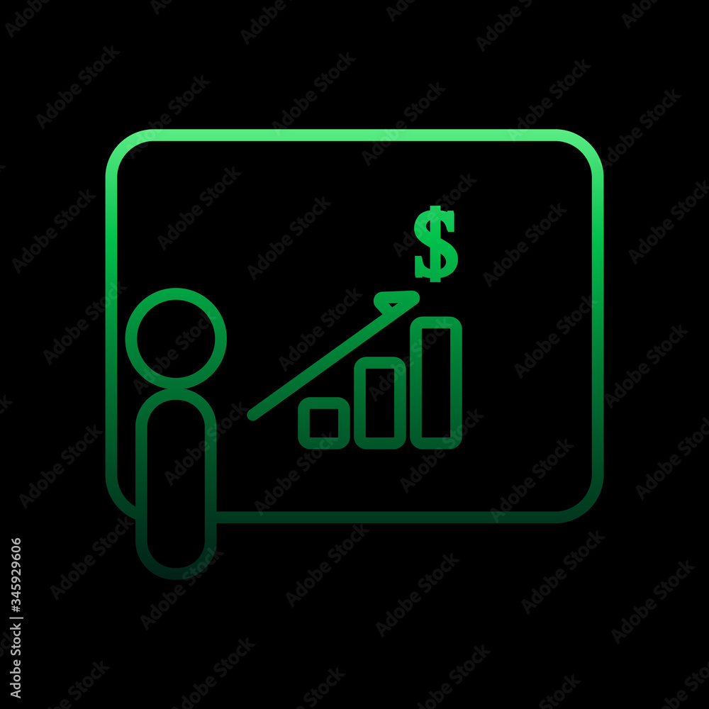 Poster presentation of financial indicators nolan icon. simple thin line, outline vector of conferencing ic