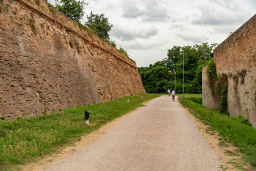 Ferrara city walls and bastions view Emilia Romagna Italy
