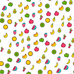 Bright Summer Juicy Fruit Painted Seamless Pattern