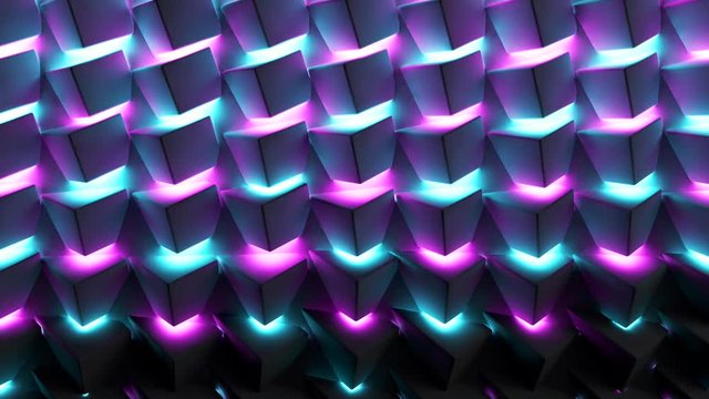 Abstract image of cubes background and led and neon lights