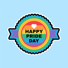 Happy Pride Day Sticker LGBT Color Background