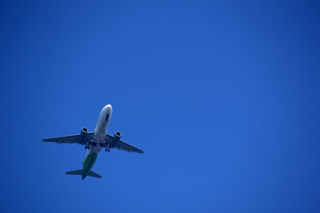 Air Plane is flying in blue sky 