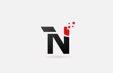 N letter logo icon for business and company with simple black and white dots design