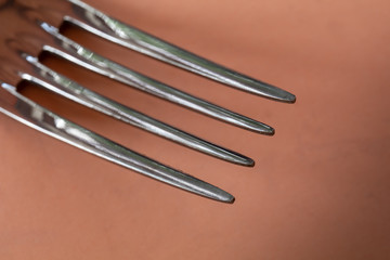 tines of a fork on a plain background