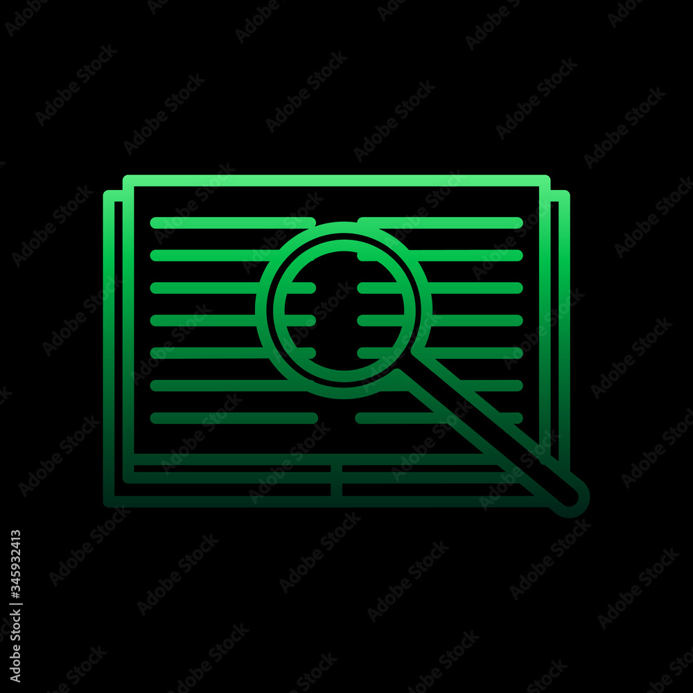 Poster magnifier on notebook nolan icon. simple thin line, outline vector of education icons for ui and ux,