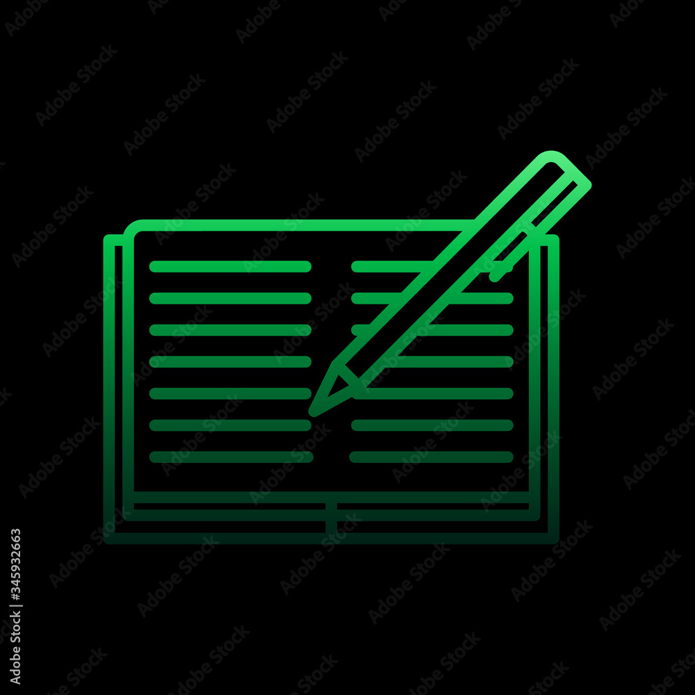Poster pen and notebook nolan icon. simple thin line, outline vector of education icons for ui and ux, webs