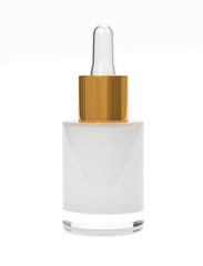 White dropper bottle mockup. Serum dropper botlle. Vape liquid in glass bottle.