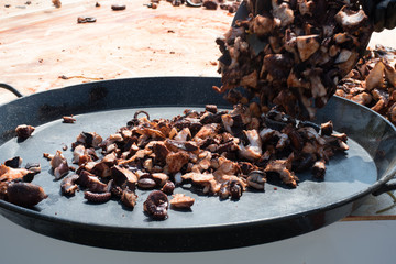 Octopus small chopped bites, street food festival. Seafood festival.