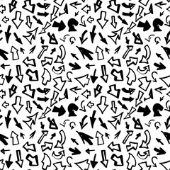 Arrows. Hand drawn vector pattern. Brush illustration for poster, textile, card, banner, marketing, billboard.