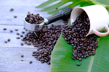 coffee beans and cup