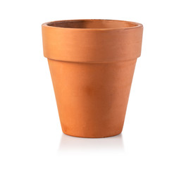 Empty ceramic brown flower pot