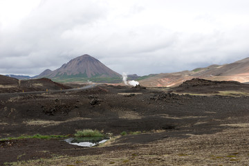 Fototapeta na wymiar Typical volcanic landscape on the island of Iceland. Europe