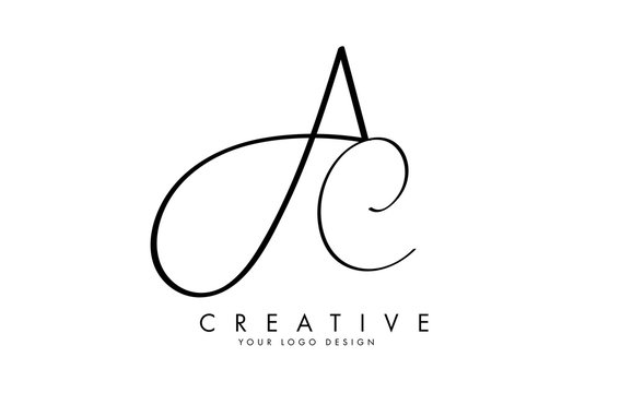 Handwritten AC A C Letters Logo Design Vector.