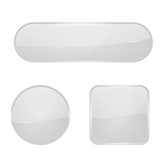 White glass buttons. Web 3d icons