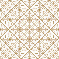 Seamless geometric pattern in golden and white.Japanese style Kumiko.