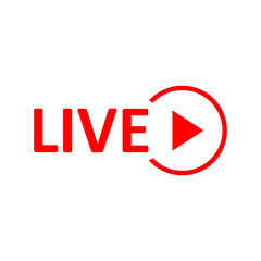 Live Stream sign. Red symbol, button of live streaming, broadcasting, online stream emblem. - 345937836