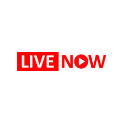 Live Stream sign. Red symbol, button of live streaming, broadcasting, online stream emblem.