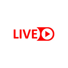 Live Stream sign. Red symbol, button of live streaming, broadcasting, online stream emblem.