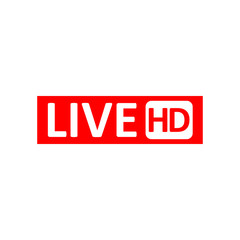 Live Stream sign. Red symbol, button of live streaming, broadcasting, online stream emblem.
