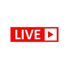 Live Stream sign. Red symbol, button of live streaming, broadcasting, online stream emblem.