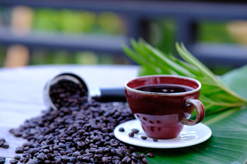 cup of coffee with beans
