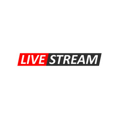 Live Stream sign. Red symbol, button of live streaming, broadcasting, online stream emblem.