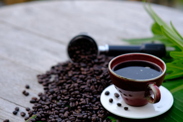 cup of coffee with beans