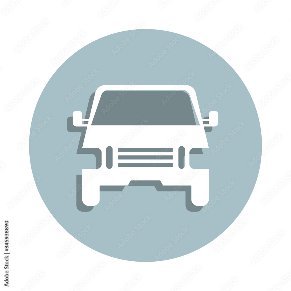 Poster front view automobile, car badge icon. simple glyph, flat vector of transport icons for ui and ux, w