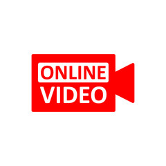 Live Stream sign. Red symbol, button of live streaming, broadcasting, online stream emblem.