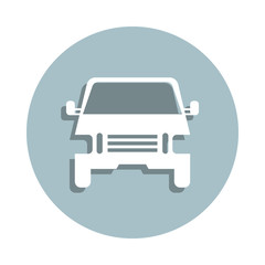 Front view automobile, car badge icon. Simple glyph, flat vector of transport icons for ui and ux, website or mobile application