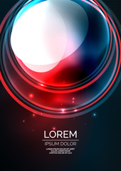 Glowing neon shiny transparent bubbles, glass circles or bio cell concept. Techno futuristic vector abstract background For Wallpaper, Banner, Background, Card, Book Illustration, landing page