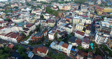 Fototapeta premium Flying over Istanbul the district of the old city of Topkapi. 