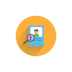 risk IDENTIFY ICON. Identity card colorful flat icon with long shadow. risk IDENTIFY flat icon