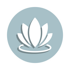 Lotus badge icon. Simple glyph, flat vector of world religiosity icons for ui and ux, website or mobile application